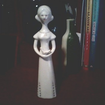 Hungarian "Aquincum" Porcelain Figurine / Lady with a Dove