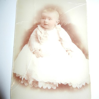 Small Children w Lady ~ glass directly on photo