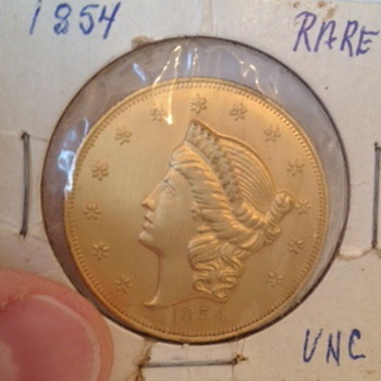 1854 Twenty Dollar Gold San Francisco Mint Coin - US Coins