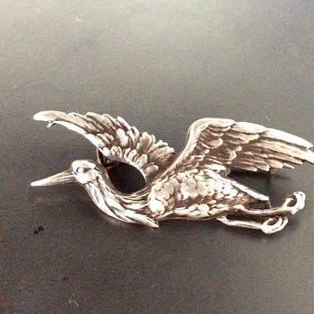 Victorian silver stork brooch - Fine Jewelry