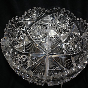 American Brilliant Cut Glass 9 " Bowl Signed Libbey  1901-1906
