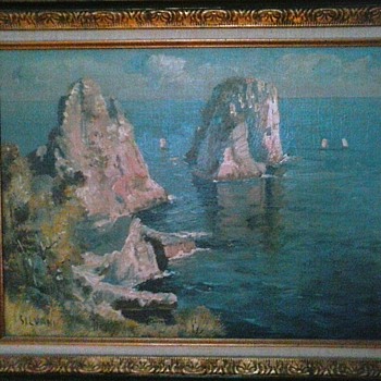 " The Amalfi Coast " By Silvani / Oil On Panel 16" x 20" Framed /Circa 20th Century - Visual Art