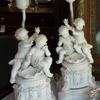 Bisque Putti Lamps  - Lamps