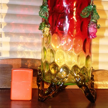 HUGE Rubina Verde Inverted Coin Dot Vase...Unknown maker - Art Glass