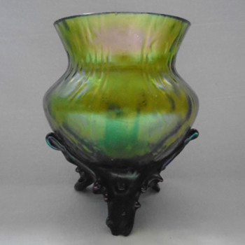 Art Nouveau Green Glass Vases......Kralik - Art Glass