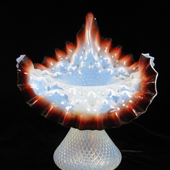 Fabulous Victorian Art Glass Oxblood Opalescent Martele Jack and the Pulpit Vase KRALIK - Art Glass