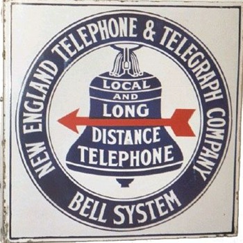 New England Telephone & Telegraph Co. Red Arrow Porcelain Sign - Signs