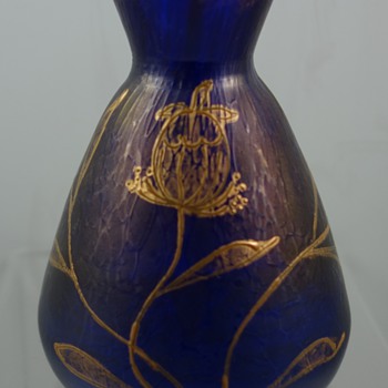 Loetz Cobalt Ciselé vase, Prod. Nr. I-8054 (alt 176), ca. 1899, Dek unknown - Art Glass