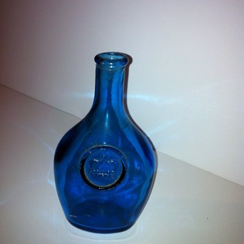 Wheaton small blue Crown glass bottle