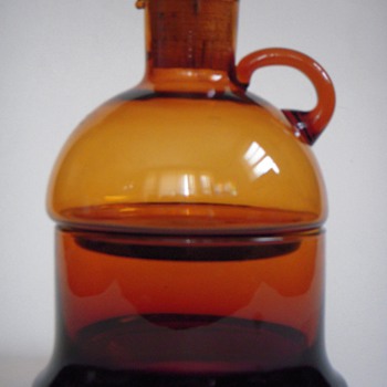 Deep Amber Glass 2 Part Bottle~a Mid Century Something from DANSK?