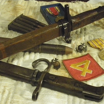 Two Japanese WWII era bayonets. Tokyo and Toyoda maker marks. 