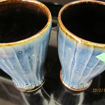 blue glazed glasses? - Art Pottery