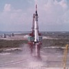 Vintage photos of rocket launches taken from original slides.