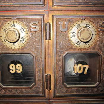 Postal wall with bronze boxes at Stoudt's Black Angus Antique Mall - Office