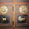 Postal wall with bronze boxes at Stoudt's Black Angus Antique Mall