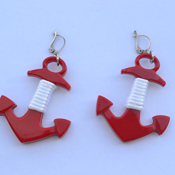 Vintage Anchor Earrings - 1960s? - Costume Jewelry