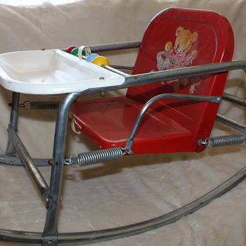 Vintage Red Metal Infant's Rocking Chair