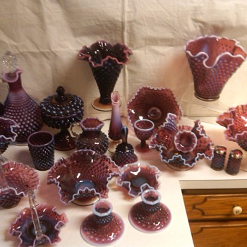 part of my fenton plum opalescent hobnail collection