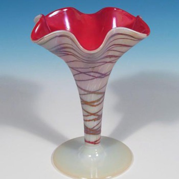 Kralik Red Threaded Vase - Art Glass