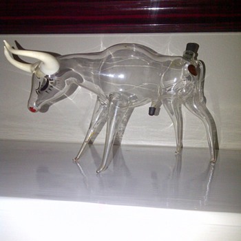 Hand blown glass bull bottle