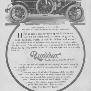 Rambler Automobile Ad - 1909