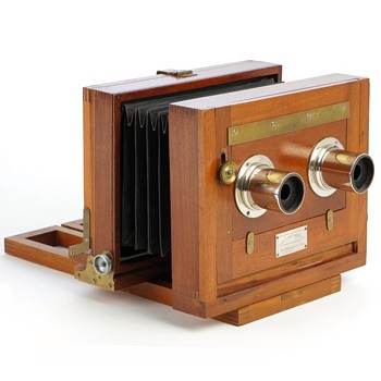 Anthony Champion Stereo (c.1888) with Brightly Polished Nickel Lenses - Cameras