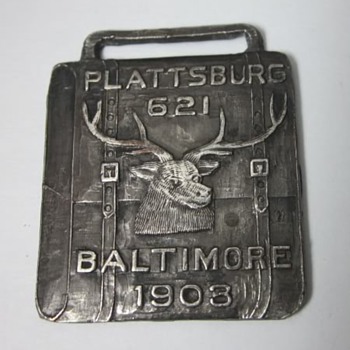 Early 1903 Elks Lodge Watch Fob with intact label - Pocket Watches
