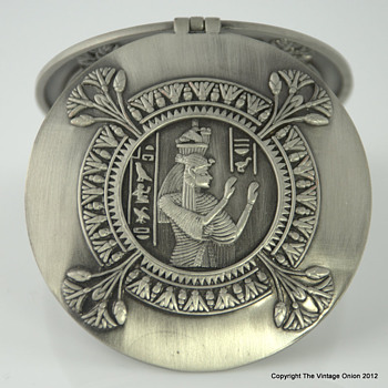 Egyptian Pharaoh Adorned Heavy Metal Compact Mirror