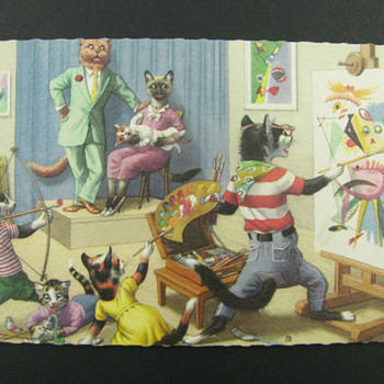 Alfred Mainzer Cats Postcard- The Painter