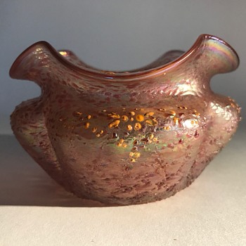 Kralik Pink Frit Iridescent Bowl - Art Glass