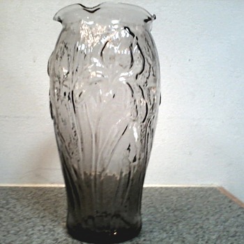 Unusual Smoke Colored Glass Bud Vase with Raised Iris Pattern / Unknown Maker and Date - Art Glass