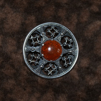Kalupe Sterling Brooch with Amber - Fine Jewelry