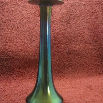 Blue Iridescent Imperial Glass Shape 319 Candle Stick - Art Glass