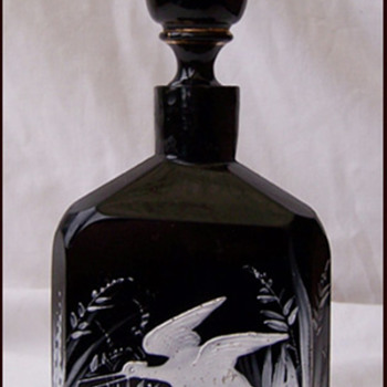 Black and Beautiful Bohemian Perfume Bottle - Art Glass