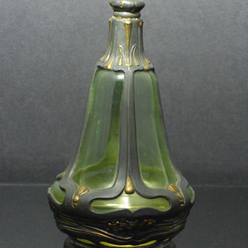 Bohemian? uranium glass perfume bottle or decanter - Art Glass