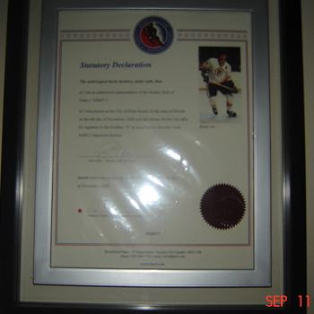 sighned bobby orr jersey from hockey hall of fame letter of authenticity