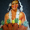 Libbys Pineapple Hawaiian Hula Girl Supermarket Stand Up Cardboard Display Pin Up