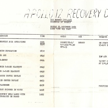 Apollo 12 Recovery Schedule - Military and Wartime
