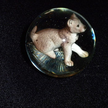 Sulfide with Hand Painted Puppy Figurine 
