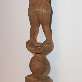 Folk Art Sculpture of a Man a Ball and a Cage Whimsey or Whimsy collection Jim Linderman