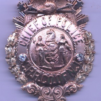 14K gold Chief of Police badge Central Railroad Co. of New Jersey of Chief Joshua B. Gray
