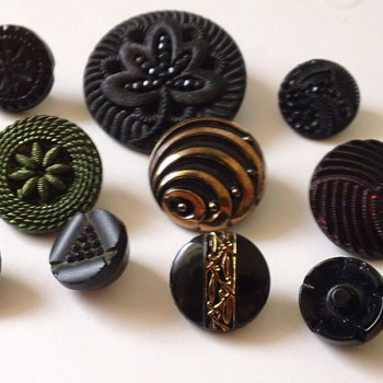 Assorted Black Glass Buttons  - Sewing