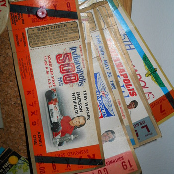 Indy 500 ticket stubs