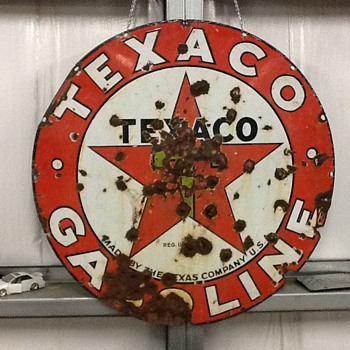 Texaco single sided 1920's station sign - Petroliana