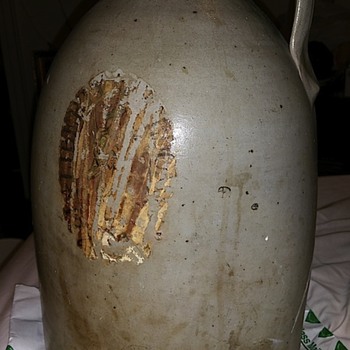 18 th CENTURY GRAY STONEWARE 3 GALLON JUG - Pottery