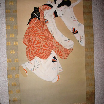 Painted Geisha Scroll