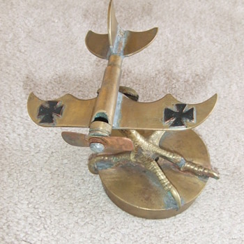 WW1 Trench Art German Airplane on Talon stand - Military and Wartime