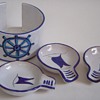 Italian Pottery Mini Ashtrays~Handpainted Nautical Motif~I don't recognize the Mark