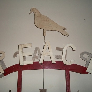 Folk Art PEACE sign with Dove (Victory Float Parade Piece collection Jim Linderman - Folk Art