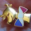 Gold Bull/Cow with Red, White, & Blue Enamel bow tie~A.B PARIS
